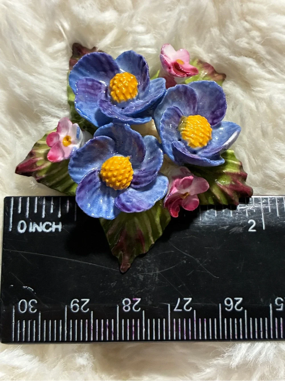 Vintage Aynsley Flower Brooch Pin English Purple and Pink English Collectible
